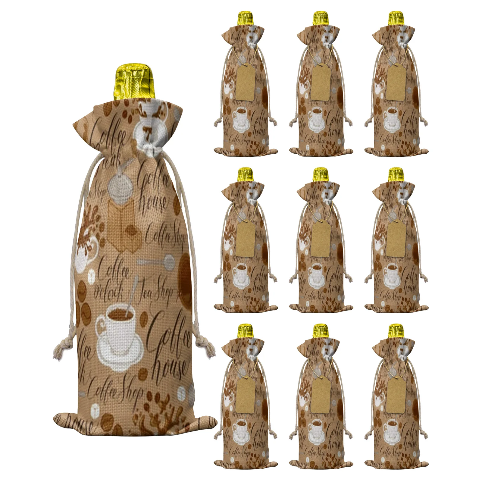 

10 шт. чайные и кофейные сумочки в стиле ретро для винных бутылок Рождественский Декор для дома Чехол для винных бутылок Свадебный декор для вечеринки винные пакеты