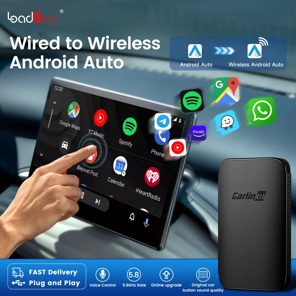 2023 LoadKey A2A Wireless Android Auto Converter Bluetooth Dongle Plug And Play 5.8GHz WiFi OTA Update Google Voice Aides
2023 LoadKey A2A Wireless Android Auto Converter Bluetooth Dongle Plug And Play 5.8GHz WiFi OTA Update Google Voice Aides