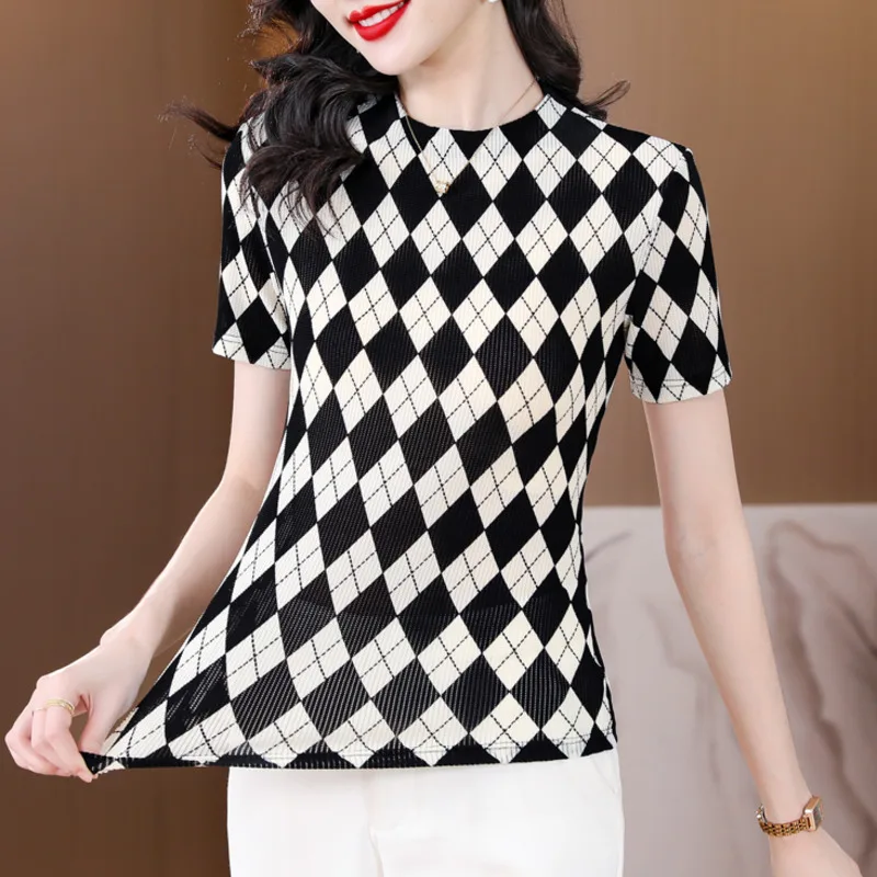#1468 летняя офисная клетчатая футболка, Женская облегающая тянущаяся Сетчатая футболка с коротким рукавом, женская сексуальная тонкая футболка с круглым вырезом
#1468 летняя офисная клетчатая футболка, Женская облегающая тянущаяся Сетчатая футболка с коротким рукавом, женская сексуальная тонкая футболка с круглым вырезом