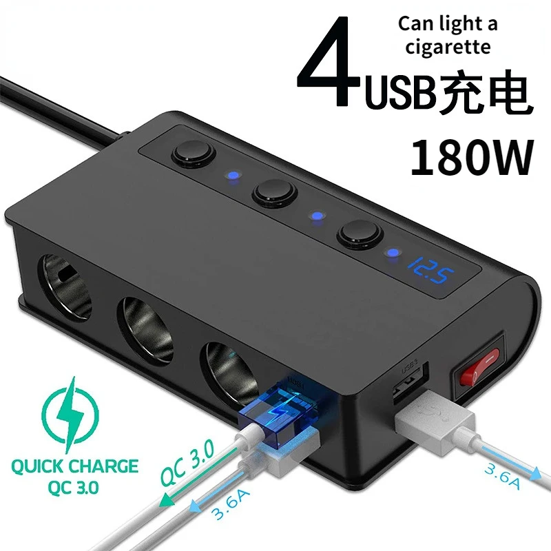 3 Way Cigarette Lighter Splitter QC 3.0 Quick Charge 12V/24V Universal Independent Switch Power Adapter 4 USB Ports Car Charger
3 Way Cigarette Lighter Splitter QC 3.0 Quick Charge 12V/24V Universal Independent Switch Power Adapter 4 USB Ports Car Charger