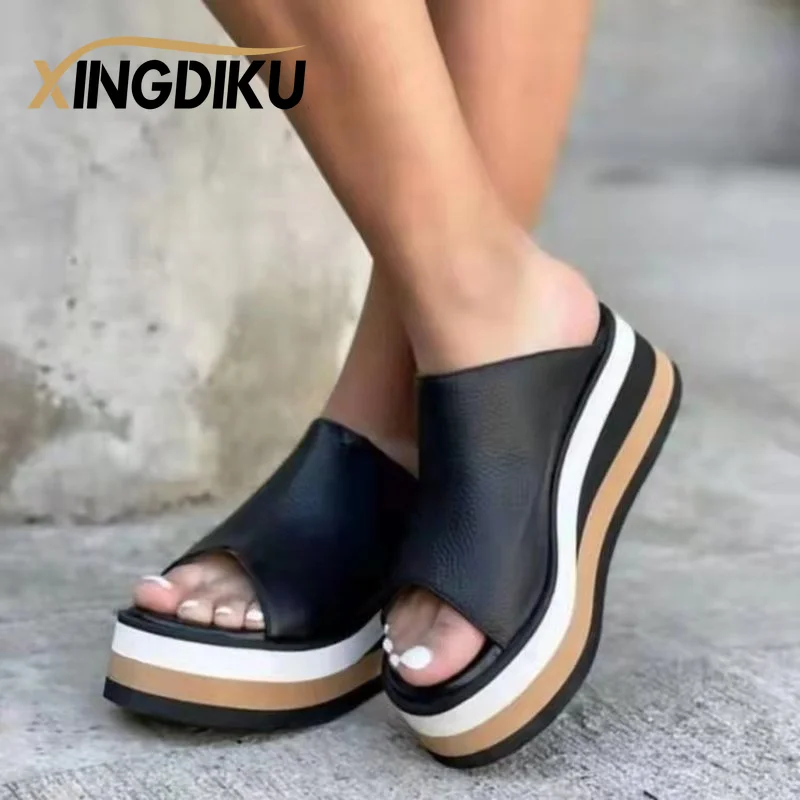 Summer Women's Shoes Sandals Word Wedge Slippers Striped Color Matching Beach Sandals Holiday Seaside Travel Shoes Black Beige
Summer Women's Shoes Sandals Word Wedge Slippers Striped Color Matching Beach Sandals Holiday Seaside Travel Shoes Black Beige