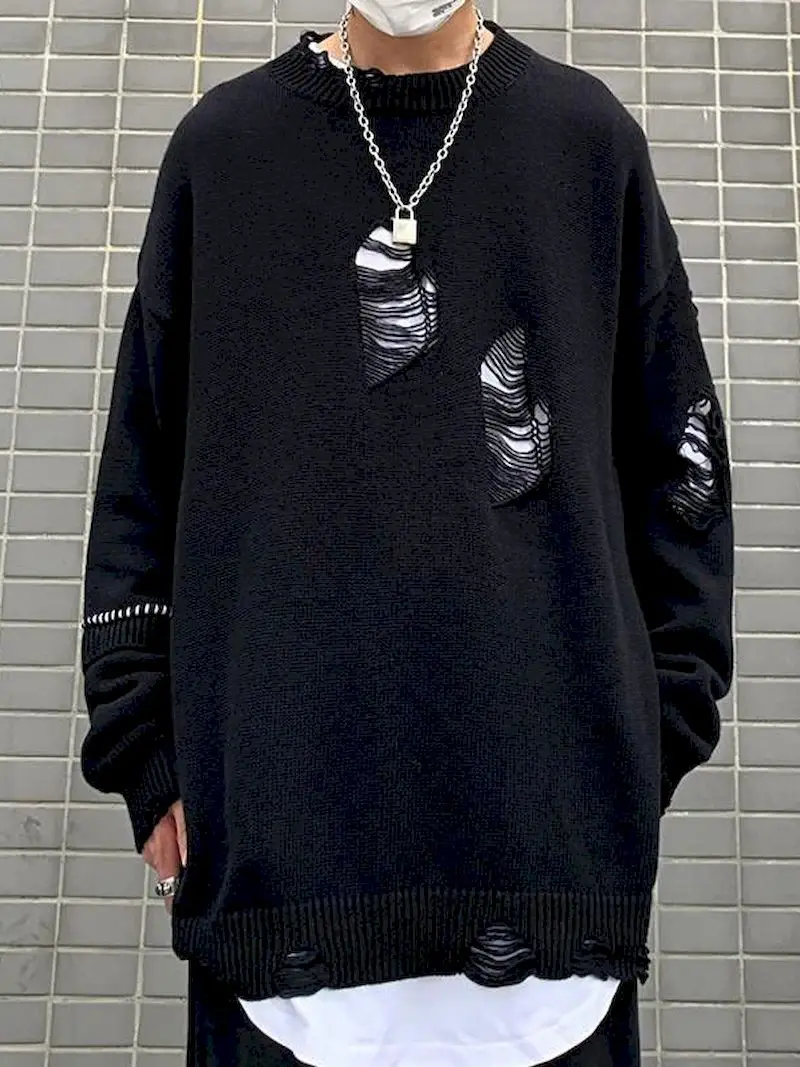 Men Ripped Destroyed Hole Knitted Sweater Hip Hop Punk Pullover Woman Harajuku Vintage Oversize Knitwear Loose Jersey Hombre Y2k
Men Ripped Destroyed Hole Knitted Sweater Hip Hop Punk Pullover Woman Harajuku Vintage Oversize Knitwear Loose Jersey Hombre Y2k