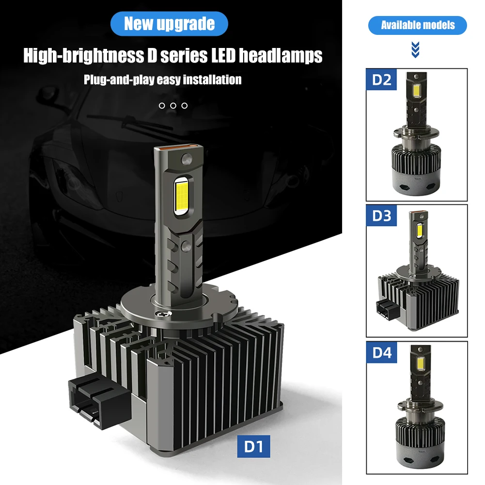 2Pcs Car LED Headlights Bulb HID D1S D2S D4S D5S D8S D1R D2R D3R Turbo LED 35000LM Two-sided CSP Chip 6500K White 90W Plug&Play
2Pcs Car LED Headlights Bulb HID D1S D2S D4S D5S D8S D1R D2R D3R Turbo LED 35000LM Two-sided CSP Chip 6500K White 90W Plug&Play