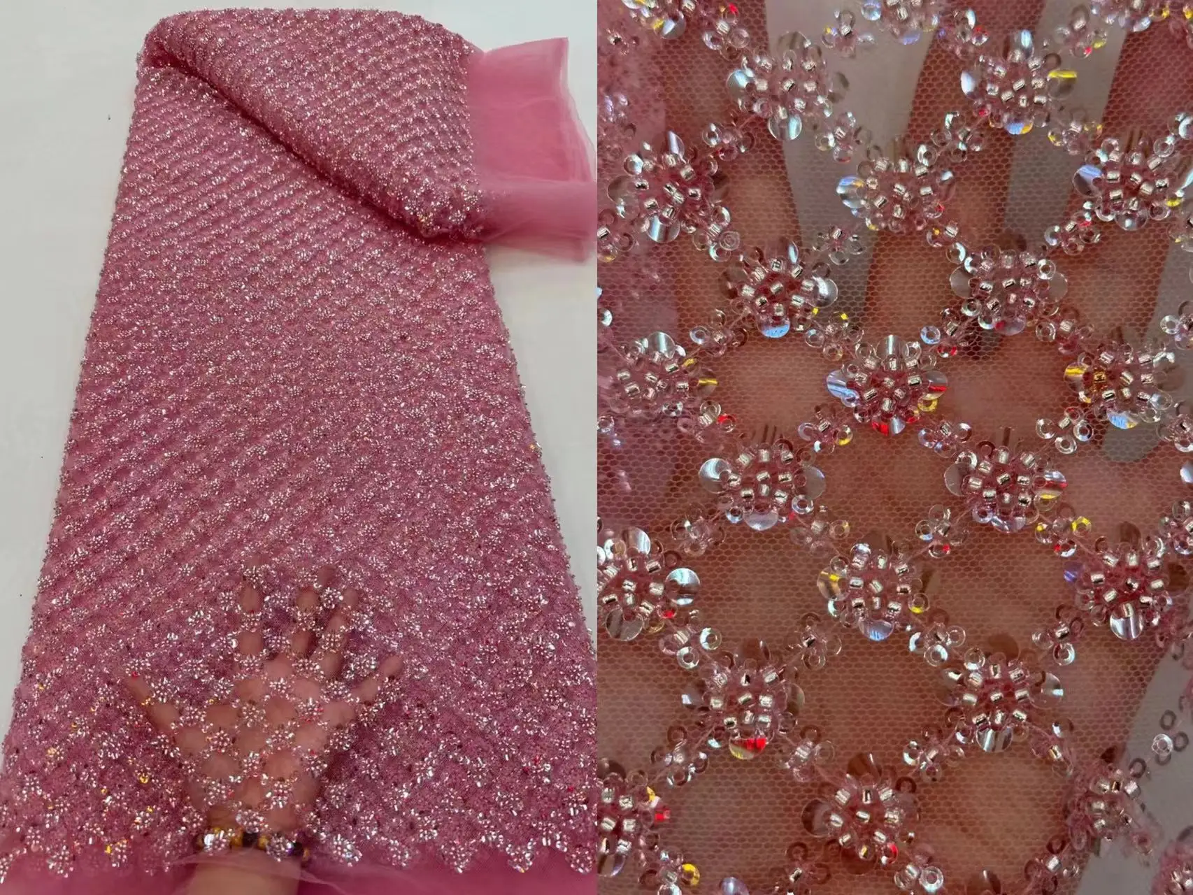 SU504 High Quality Beaded Lace Fabrics for Wedding Fabric Material pink Bridal Lace with Sequins Luxury African Lace Fabric
SU504 High Quality Beaded Lace Fabrics for Wedding Fabric Material pink Bridal Lace with Sequins Luxury African Lace Fabric