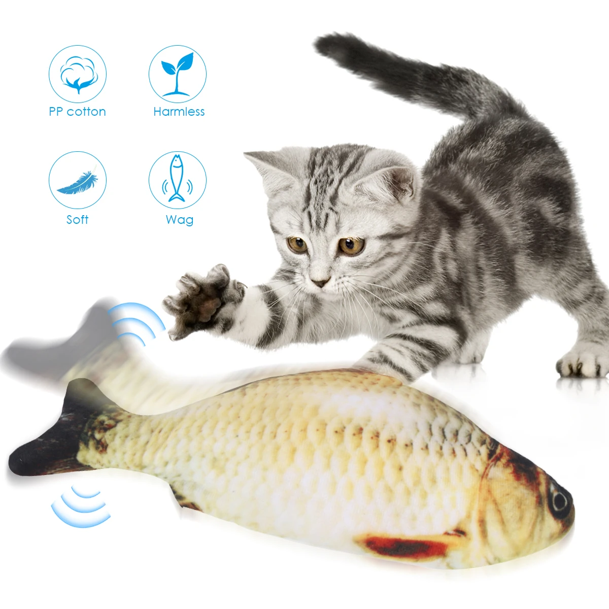 Cat Plush Toy Electric Wagging Fish Funny Interactive Pet Toy for Cats Kitten (Grass Carp) Cat Plush Toy
Cat Plush Toy Electric Wagging Fish Funny Interactive Pet Toy for Cats Kitten (Grass Carp) Cat Plush Toy