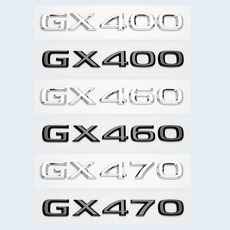 3D Chrome Glossy Black ABS Letters Number GX400 GX460 GX470 Emblem For Lexus Car Trunk Logo Badge Sticker
3D Chrome Glossy Black ABS Letters Number GX400 GX460 GX470 Emblem For Lexus Car Trunk Logo Badge Sticker