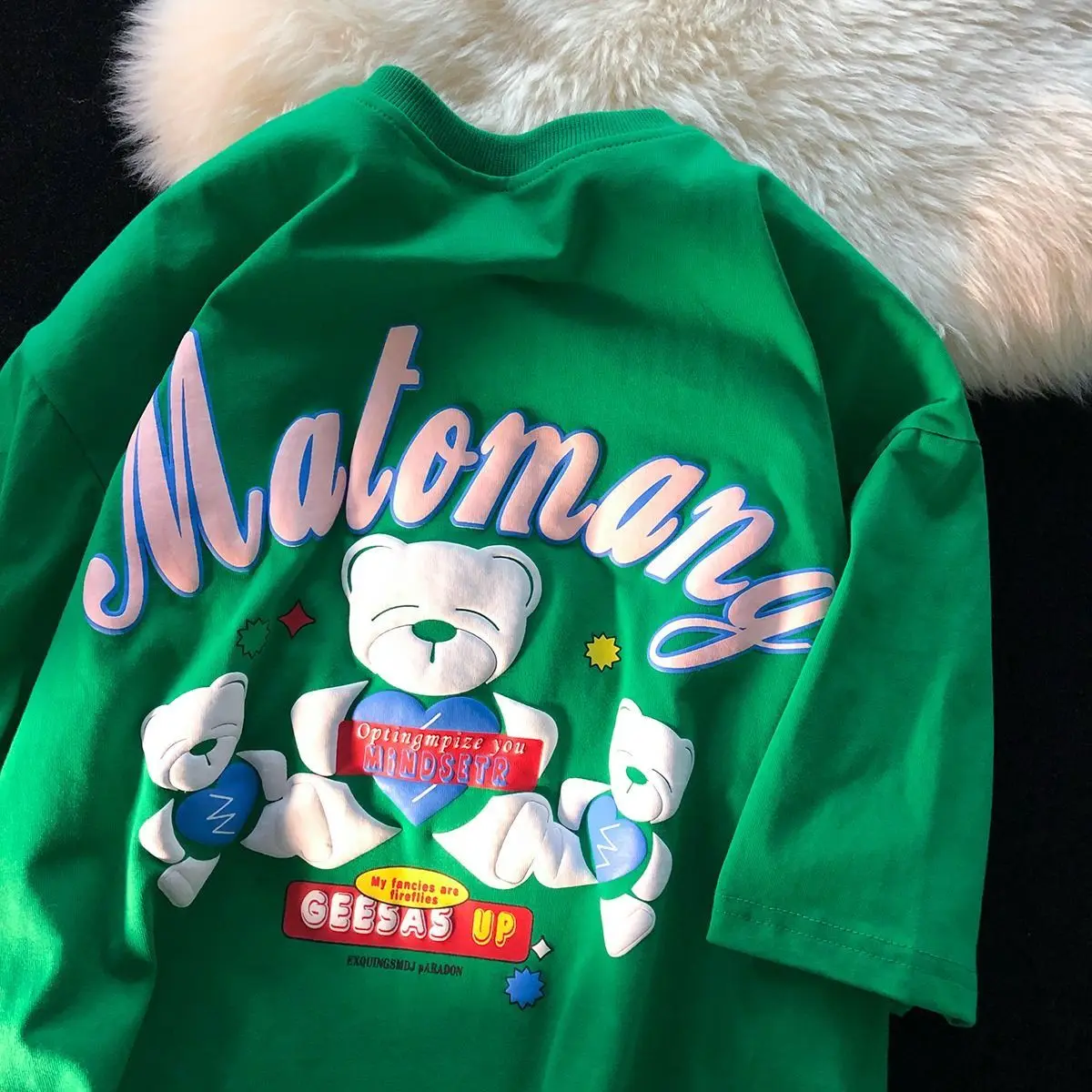 New Summer Ins Cartoon Bear Print Green Graphic Tee Women Unisex Korean Streetwear Short Sleeve T-shirt Japanese Fashion Tshirts
New Summer Ins Cartoon Bear Print Green Graphic Tee Women Unisex Korean Streetwear Short Sleeve T-shirt Japanese Fashion Tshirts