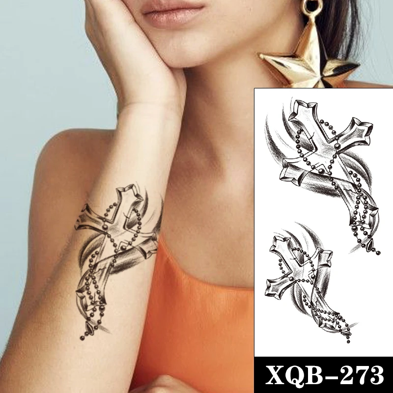 Cross emporary Tattoo Stickers Black River Jewelry Necklace Totem Fake Tattoos Waterproof Tatoos Arm Large Size for Women Men
Cross emporary Tattoo Stickers Black River Jewelry Necklace Totem Fake Tattoos Waterproof Tatoos Arm Large Size for Women Men