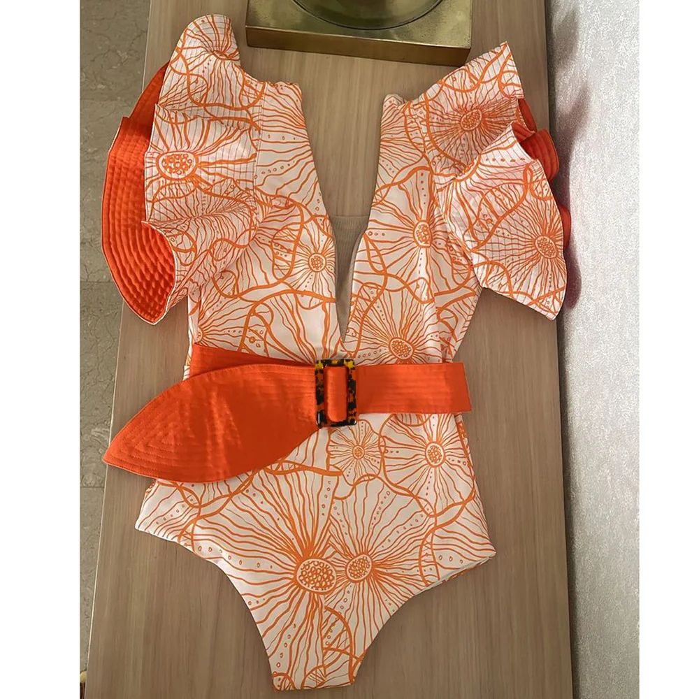 European and American One-Piece Swimsuit Female Printed Lace up Deep Sexy New Swimwear
European and American One-Piece Swimsuit Female Printed Lace up Deep Sexy New Swimwear