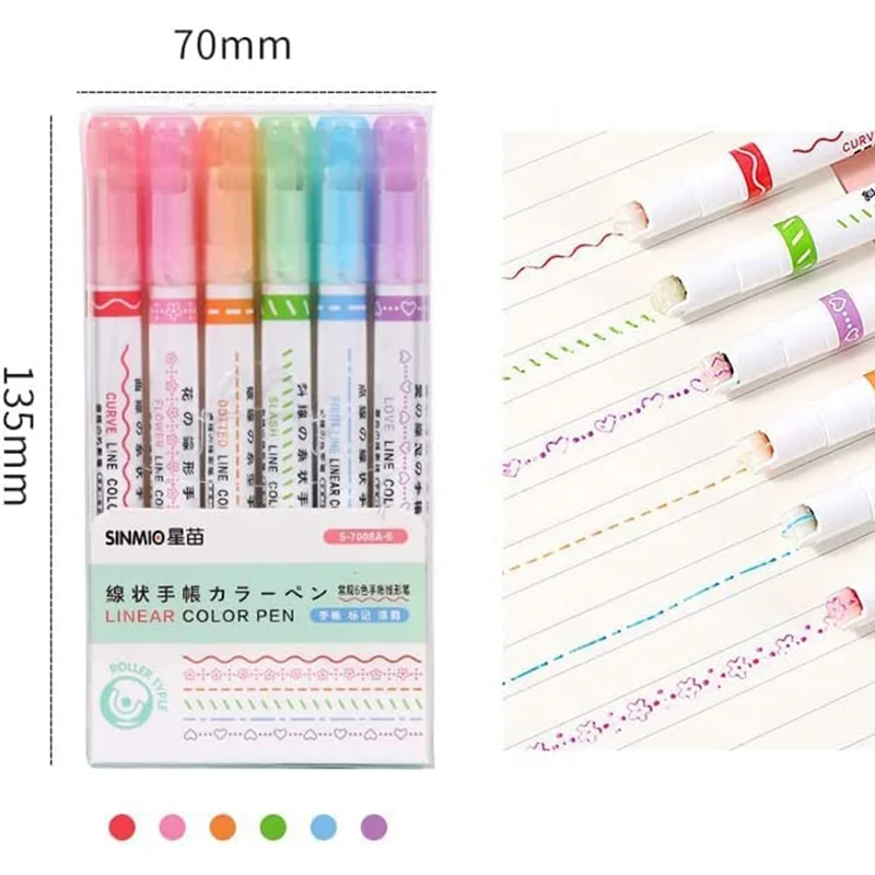 6 Piece Curve Highlighter Set with 6 Different Curve Shape Tip Pens, Colorful Curve Pens, Highlighter, Various Colors
6 Piece Curve Highlighter Set with 6 Different Curve Shape Tip Pens, Colorful Curve Pens, Highlighter, Various Colors