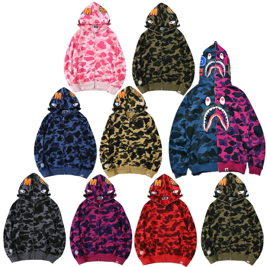 2022 Autumn New Japanese BAPE Tide Brand Shark Head Sweater Men's Camouflage Cardigan Hooded Couple Jacket
2022 Autumn New Japanese BAPE Tide Brand Shark Head Sweater Men's Camouflage Cardigan Hooded Couple Jacket