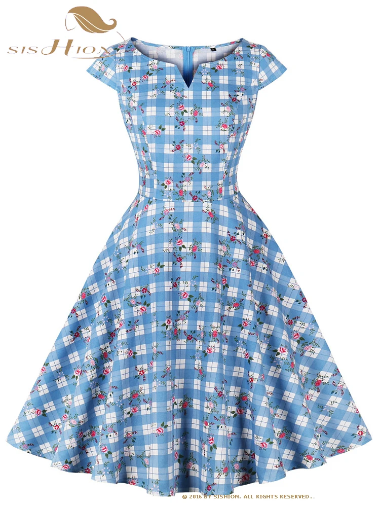 SISHION Cap Sleeve A Line Plaid Floral Flower Print Blue Dress for Women Summer Clothing Vestidos Birthday Party Dresses SR369
SISHION Cap Sleeve A Line Plaid Floral Flower Print Blue Dress for Women Summer Clothing Vestidos Birthday Party Dresses SR369
