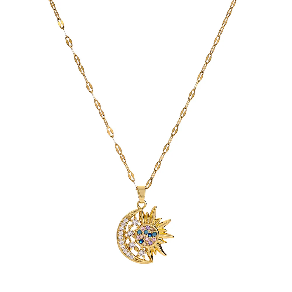 Fashion Sun Totem Moon Pendant Copper Zircon Chain Necklace Colorful Color for Women Jewelry Party Friend Gifts Wholesale Bijoux
Fashion Sun Totem Moon Pendant Copper Zircon Chain Necklace Colorful Color for Women Jewelry Party Friend Gifts Wholesale Bijoux