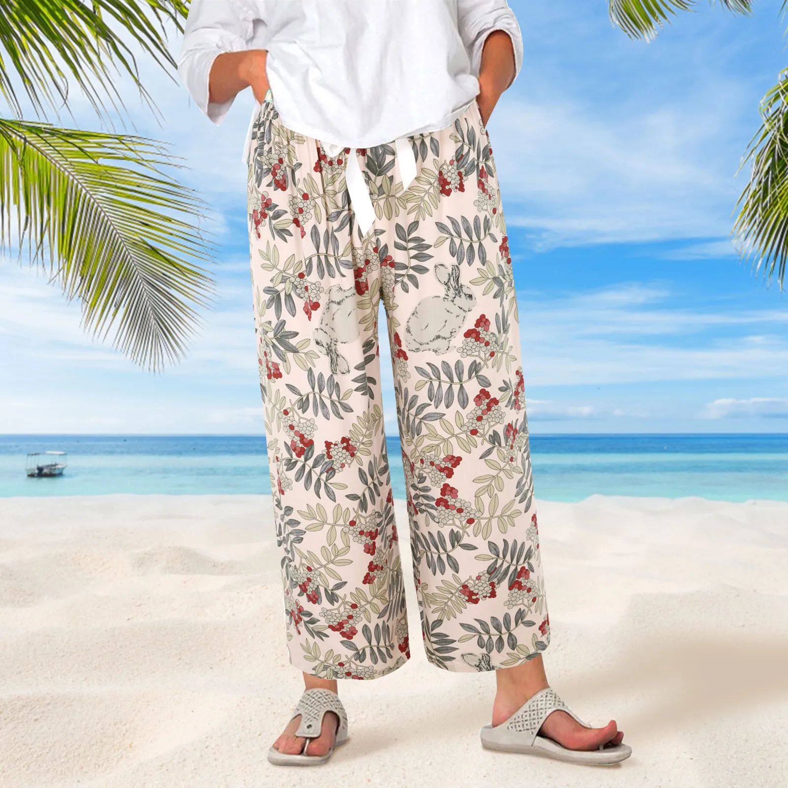 Breathable Wide Leg Pajama Pants Women Comfy Boho Floral Print Lounge Trousers Bow Elastic Waist Long Pj Bottoms Pants Homewear 
Breathable Wide Leg Pajama Pants Women Comfy Boho Floral Print Lounge Trousers Bow Elastic Waist Long Pj Bottoms Pants Homewear
