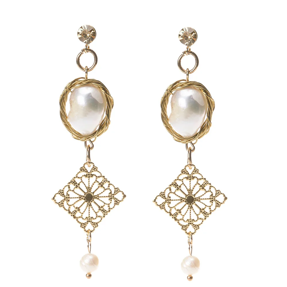 Natural Pearl Baroque Style Diamond Long Earrings Creative Accessories Earrings for Women Pearl Earrings Korean Girl Earrings
Natural Pearl Baroque Style Diamond Long Earrings Creative Accessories Earrings for Women Pearl Earrings Korean Girl Earrings
