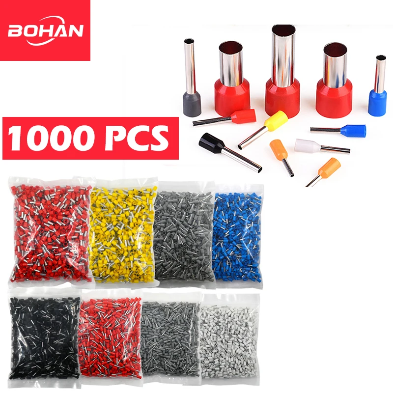 1000pcs/Pack Electrical Tools E0508 E7508 E1008 E1508 E4009 E6012 PVC Corn End Wire Crimping Connectors Cable Kits Terminals
1000pcs/Pack Electrical Tools E0508 E7508 E1008 E1508 E4009 E6012 PVC Corn End Wire Crimping Connectors Cable Kits Terminals