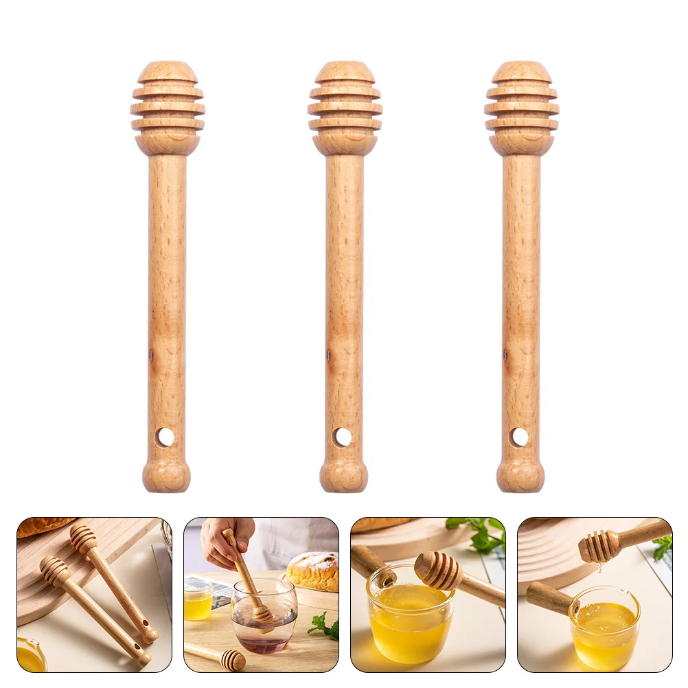

Honey Stick Stirrer Dipper Mini Spoon Sticks Wooden Server Drizzler Jar Accessories Kids Lunch Syrup Wand Wood Honeycombs