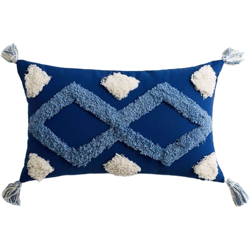30X50cm Boho Lumbar Pillow Case White Blue Geometric Tufted Tassel Cushion Cover
30X50cm Boho Lumbar Pillow Case White Blue Geometric Tufted Tassel Cushion Cover