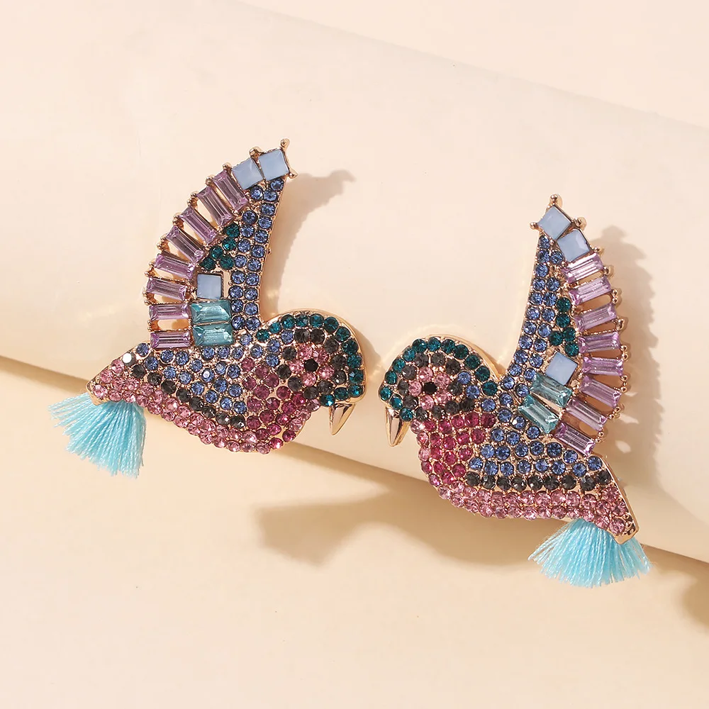 

JURAN Crystal Pendant Earrings Handmade Boho Animal Rhinestone Statement Bridal Earring Party Dangle Drop Earrings Gifts