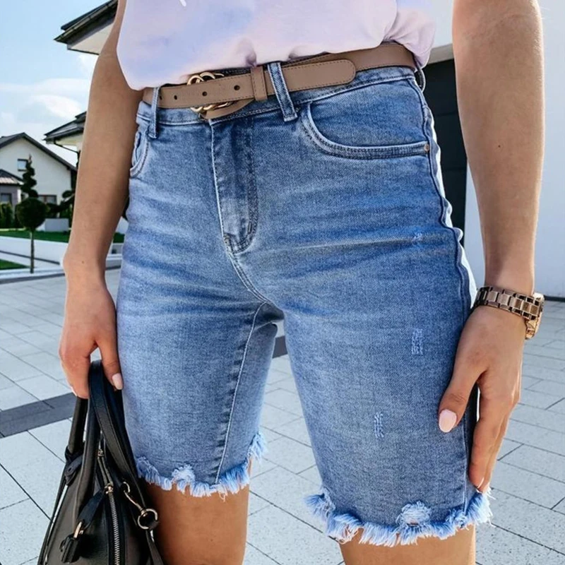 Summer Street Hipster Straight Shorts Women's Washed Slim High Waist Denim Five Point Shorts Fashion Wild Blue Burr Skinny Short
Summer Street Hipster Straight Shorts Women's Washed Slim High Waist Denim Five Point Shorts Fashion Wild Blue Burr Skinny Short