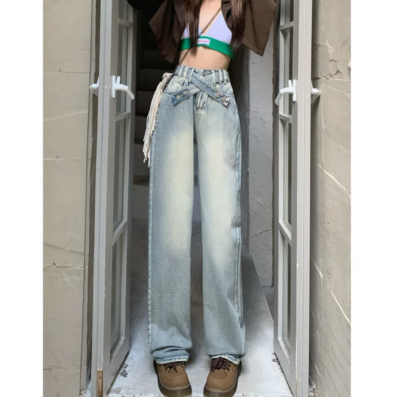 Straight Jeans Women's Spring Autumn New Style High Waist Slim Design Crossed Waistband High Street Wide Leg Casual Denim Pants
Straight Jeans Women's Spring Autumn New Style High Waist Slim Design Crossed Waistband High Street Wide Leg Casual Denim Pants