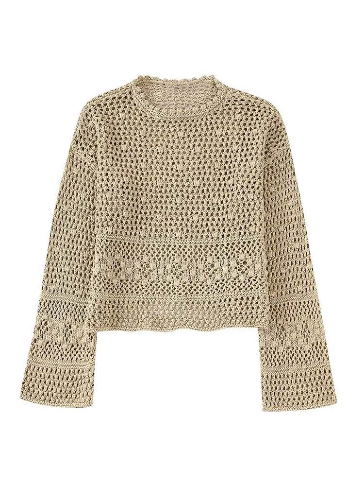 2022 Ladies Fashion New Crochet Hollow Design Round Neck Loose Casual Short Long Sleeve Ladies Knit Sweater
2022 Ladies Fashion New Crochet Hollow Design Round Neck Loose Casual Short Long Sleeve Ladies Knit Sweater