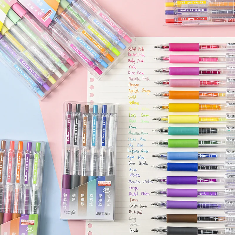 6 Color/Set Kawaii Colored Retractable Ballpoint Pens 0.5 Mm for Journal Cute Stationery Gel Pen Set School&office Writing
6 Color/Set Kawaii Colored Retractable Ballpoint Pens 0.5 Mm for Journal Cute Stationery Gel Pen Set School&office Writing