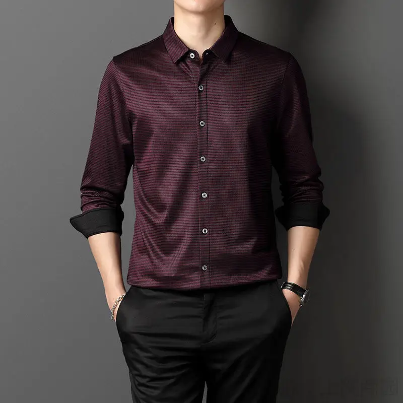 Pinstripes Dark Blue Gentleman Work Shirts For Mens Elegant Claret Shirts Business Casual Office Blouse Burgundy Husband Quality
Pinstripes Dark Blue Gentleman Work Shirts For Mens Elegant Claret Shirts Business Casual Office Blouse Burgundy Husband Quality