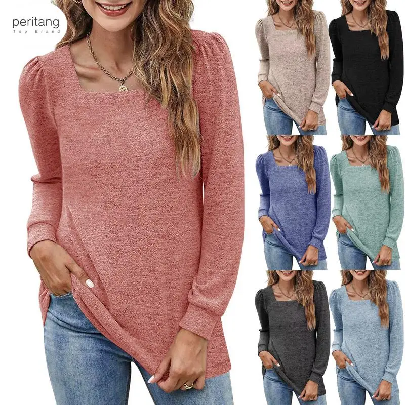 2023 Autumn/Winter New T-shirt - Solid Color Square Neck Pleated Long-Sleeve Casual Women's Base Shirt
2023 Autumn/Winter New T-shirt - Solid Color Square Neck Pleated Long-Sleeve Casual Women's Base Shirt