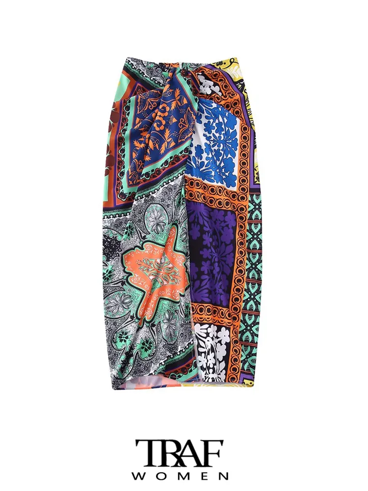 TRAF Women Fashion With Knot Pleated Printed Midi Skirt Vintage High Waist Back Zipper Female Skirts Mujer
TRAF Women Fashion With Knot Pleated Printed Midi Skirt Vintage High Waist Back Zipper Female Skirts Mujer