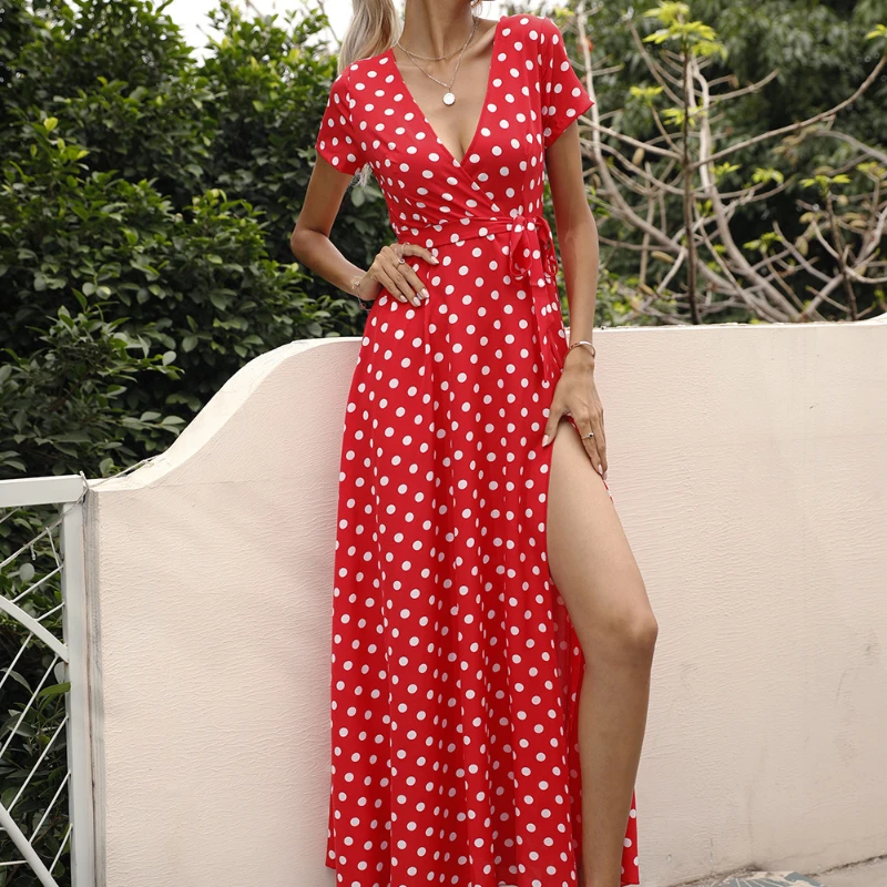 ZITY 2022 Summer Print Dress Women New Bohemian Lace Up Casual Waist Short Sleeves Polka Dot Slit V-Neck Dress Ladies Midi Dress
ZITY 2022 Summer Print Dress Women New Bohemian Lace Up Casual Waist Short Sleeves Polka Dot Slit V-Neck Dress Ladies Midi Dress