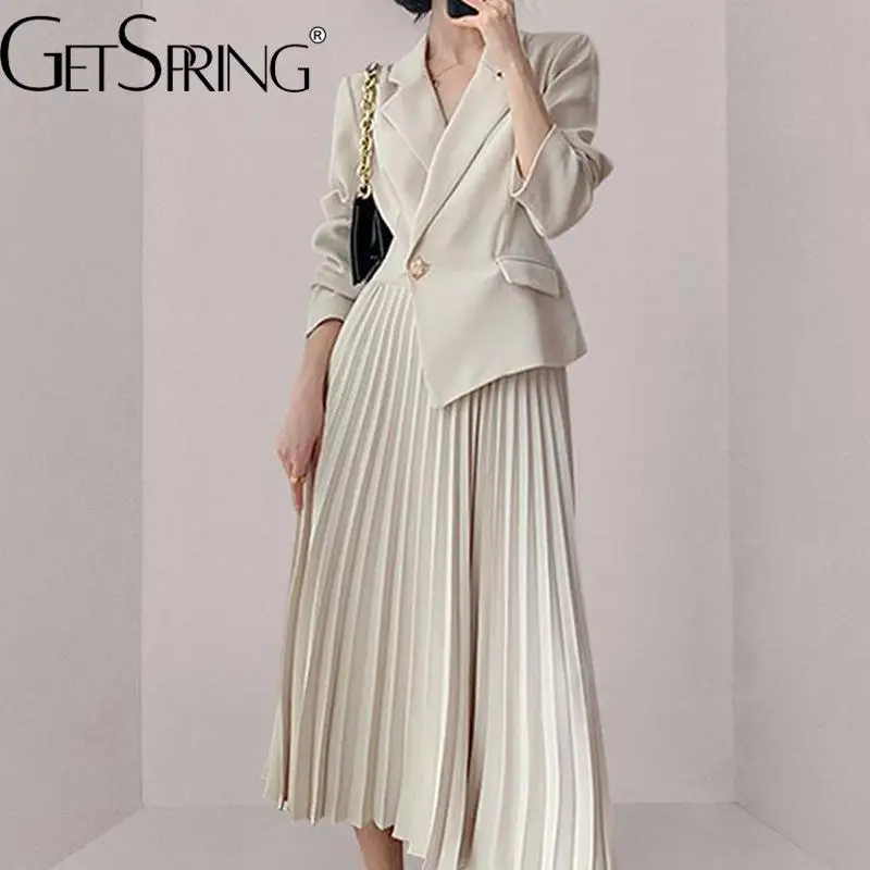 GetSpring Women Dress 2022 Autumn Temperament Notched Collar Single Button High Waist Full Sleeve Long Pleated Dresses Fashion
GetSpring Women Dress 2022 Autumn Temperament Notched Collar Single Button High Waist Full Sleeve Long Pleated Dresses Fashion