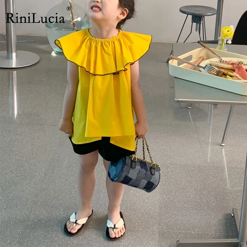 RiniLucia Fashion Korean Loose Little Girls Sleeveless Shirt Blouse Cute Yellow Ruffles Collar Tops Summer Children Costume
RiniLucia Fashion Korean Loose Little Girls Sleeveless Shirt Blouse Cute Yellow Ruffles Collar Tops Summer Children Costume