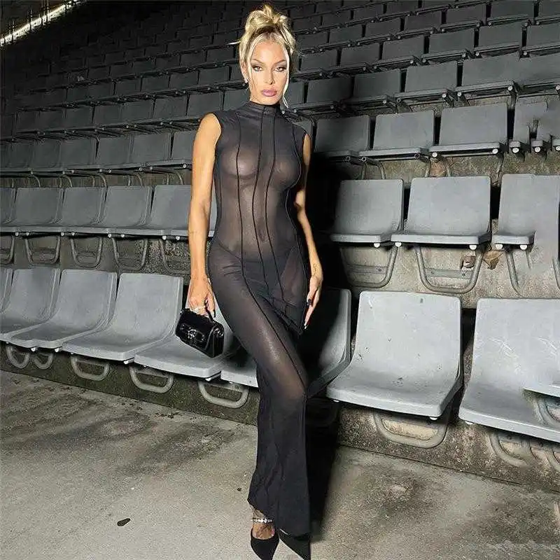 Spring And Summer Womens Nightclub Dresses Sexy Girl See Through Sleeveless Backless Slim Fit Dress
Spring And Summer Womens Nightclub Dresses Sexy Girl See Through Sleeveless Backless Slim Fit Dress
