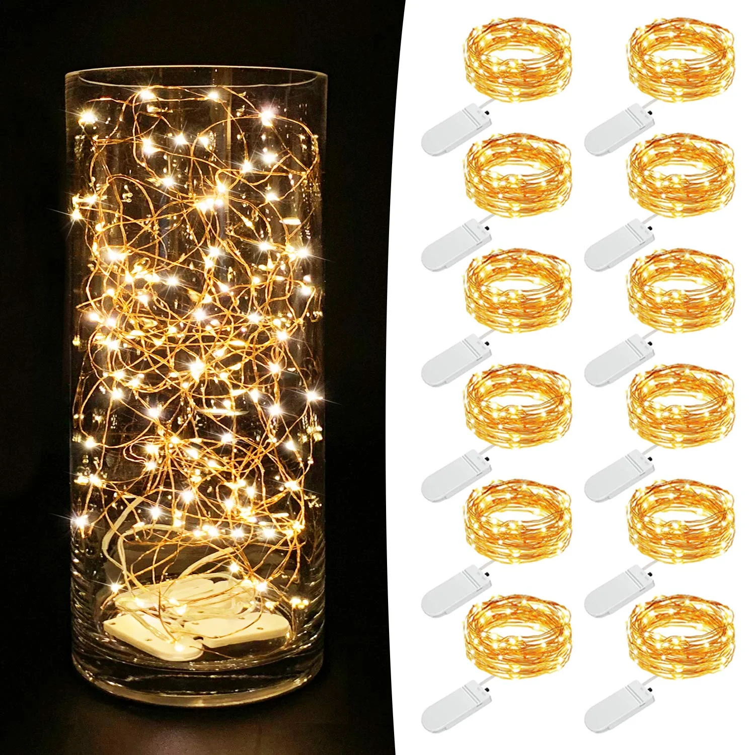 12 Pack Fairy Lights Battery Operated (Included) 2M 20 LED Mini Waterproof Fairy String Lights Copper Wire Firefly Starry Lights
12 Pack Fairy Lights Battery Operated (Included) 2M 20 LED Mini Waterproof Fairy String Lights Copper Wire Firefly Starry Lights