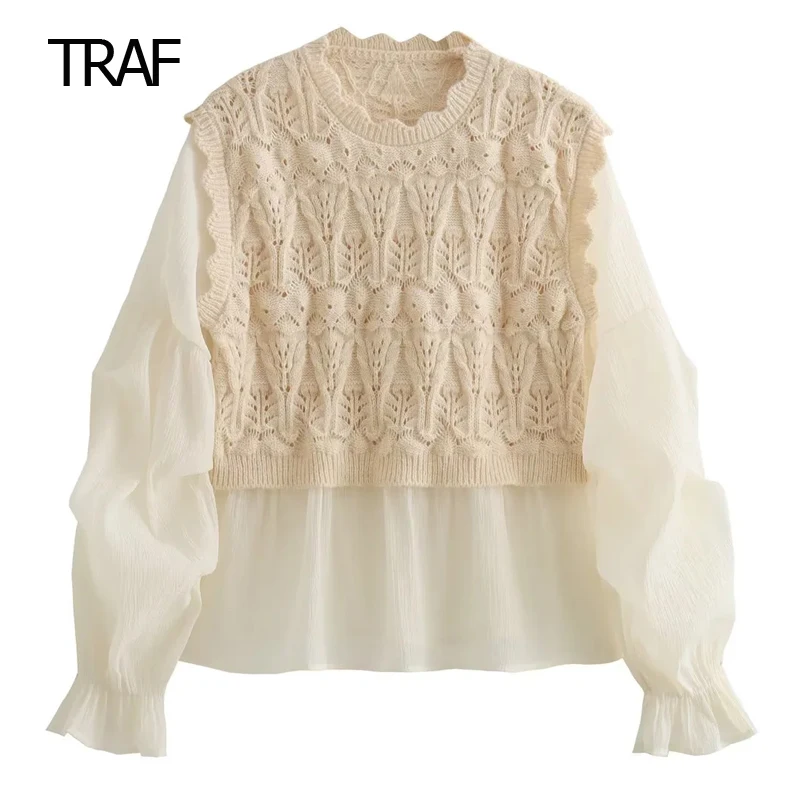 TRAF Summer Knit Contrast Pullovers Women New 2023 Butterfly Long Sleeve Loose Female Knitted Top Fashion Korean Vintage Sweater
TRAF Summer Knit Contrast Pullovers Women New 2023 Butterfly Long Sleeve Loose Female Knitted Top Fashion Korean Vintage Sweater