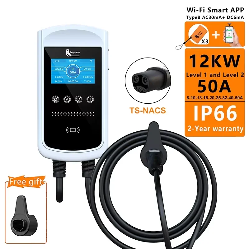 Feyree Зарядная станция для электромобилей 32A 7KW TS-NACS Разъем для автомобильного зарядного устройства Tesla EVSE Wallbox 9,6KW 12KW Быстрая зарядка Управление через приложение
Feyree Зарядная станция для электромобилей 32A 7KW TS-NACS Разъем для автомобильного зарядного устройства Tesla EVSE Wallbox 9,6KW 12KW Быстрая зарядка Управление через приложение