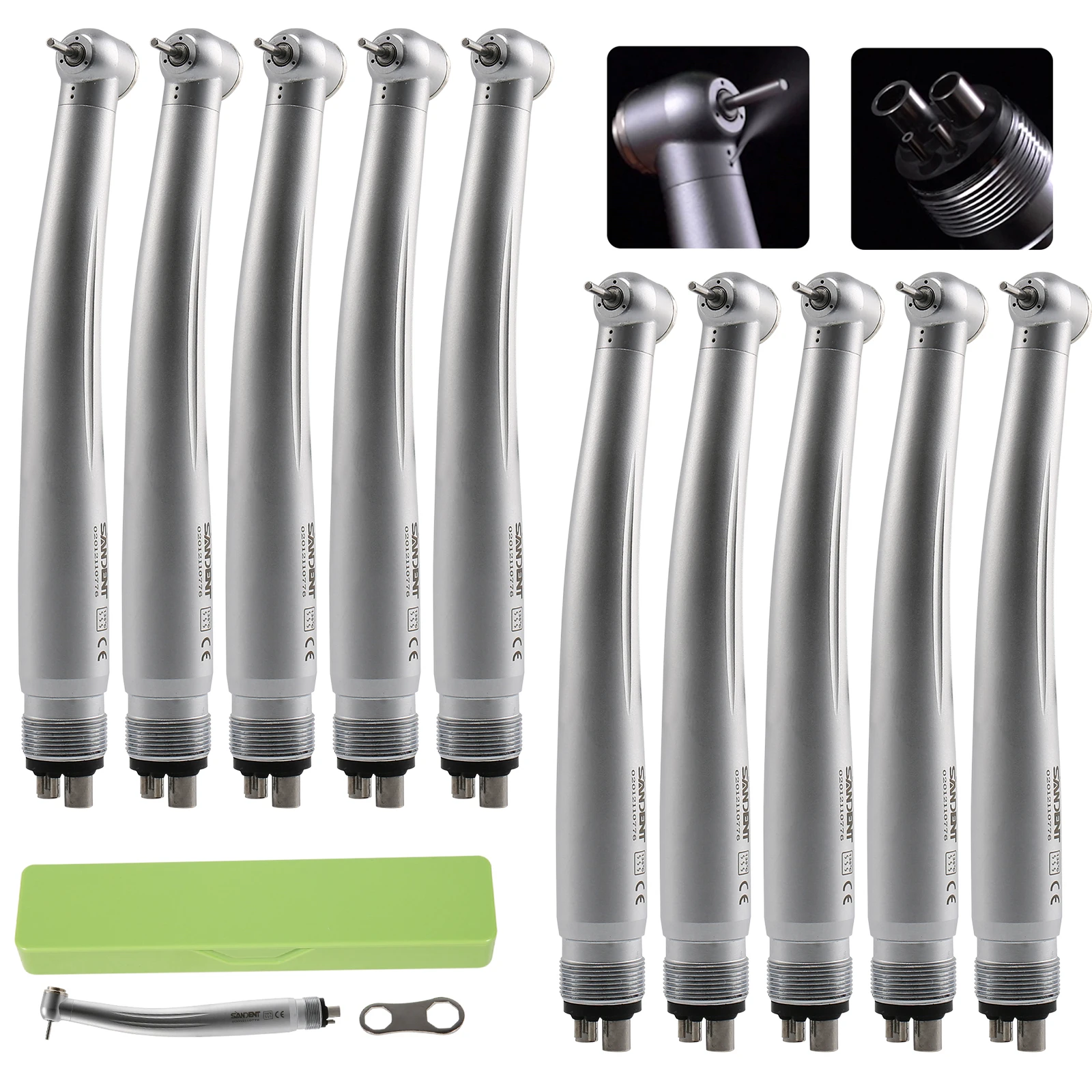 10Pcs SANDENT Dental High Speed Single Spray Handpiece Standard Head Push Button Air Turbine 4-Hole
10Pcs SANDENT Dental High Speed Single Spray Handpiece Standard Head Push Button Air Turbine 4-Hole