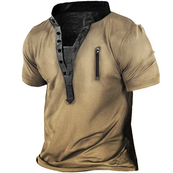 Summer Men's Short-sleeved New Tactical Men's T-shirt Men's Outdoor Zipper Vintage Printing Loose Short-sleeved Shirt
Summer Men's Short-sleeved New Tactical Men's T-shirt Men's Outdoor Zipper Vintage Printing Loose Short-sleeved Shirt
