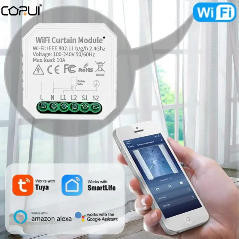 CORUI Tuya WiFi Smart Curtain Switch For Roller Shutter Blind Motor Rolling Shutter Doors APP Control Support Alexa Google Home
CORUI Tuya WiFi Smart Curtain Switch For Roller Shutter Blind Motor Rolling Shutter Doors APP Control Support Alexa Google Home