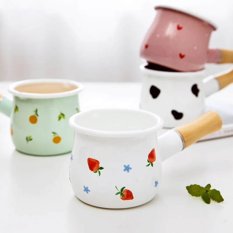 500ml Enamel Coffee Milk Pot With Wooden Handle Saucepan Cookware For Oatmeal Butter Cooking Pan Non Stick Gas Stove Induction
500ml Enamel Coffee Milk Pot With Wooden Handle Saucepan Cookware For Oatmeal Butter Cooking Pan Non Stick Gas Stove Induction