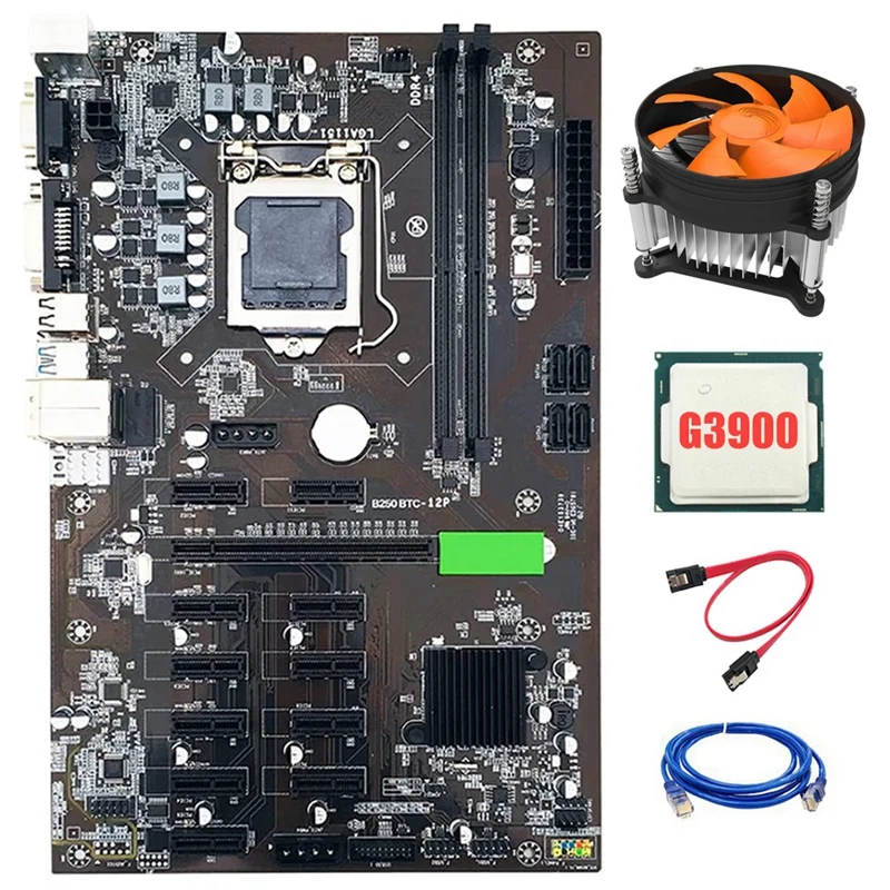 BTC-B250 Mining Motherboard With G3900 CPU+Cooling Fan 12 PCI-E16X Graph Card LGA 1151 DDR4 Support VGA For ETH Miner
BTC-B250 Mining Motherboard With G3900 CPU+Cooling Fan 12 PCI-E16X Graph Card LGA 1151 DDR4 Support VGA For ETH Miner