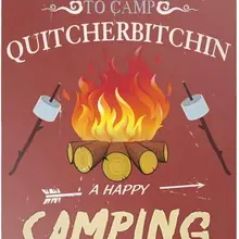 Retro Tin Sign Welcome to Camp Quitcherbitchin Hanging Vintage Metal Sign for Wall Poster for Home Kitchen Bar Coffee
