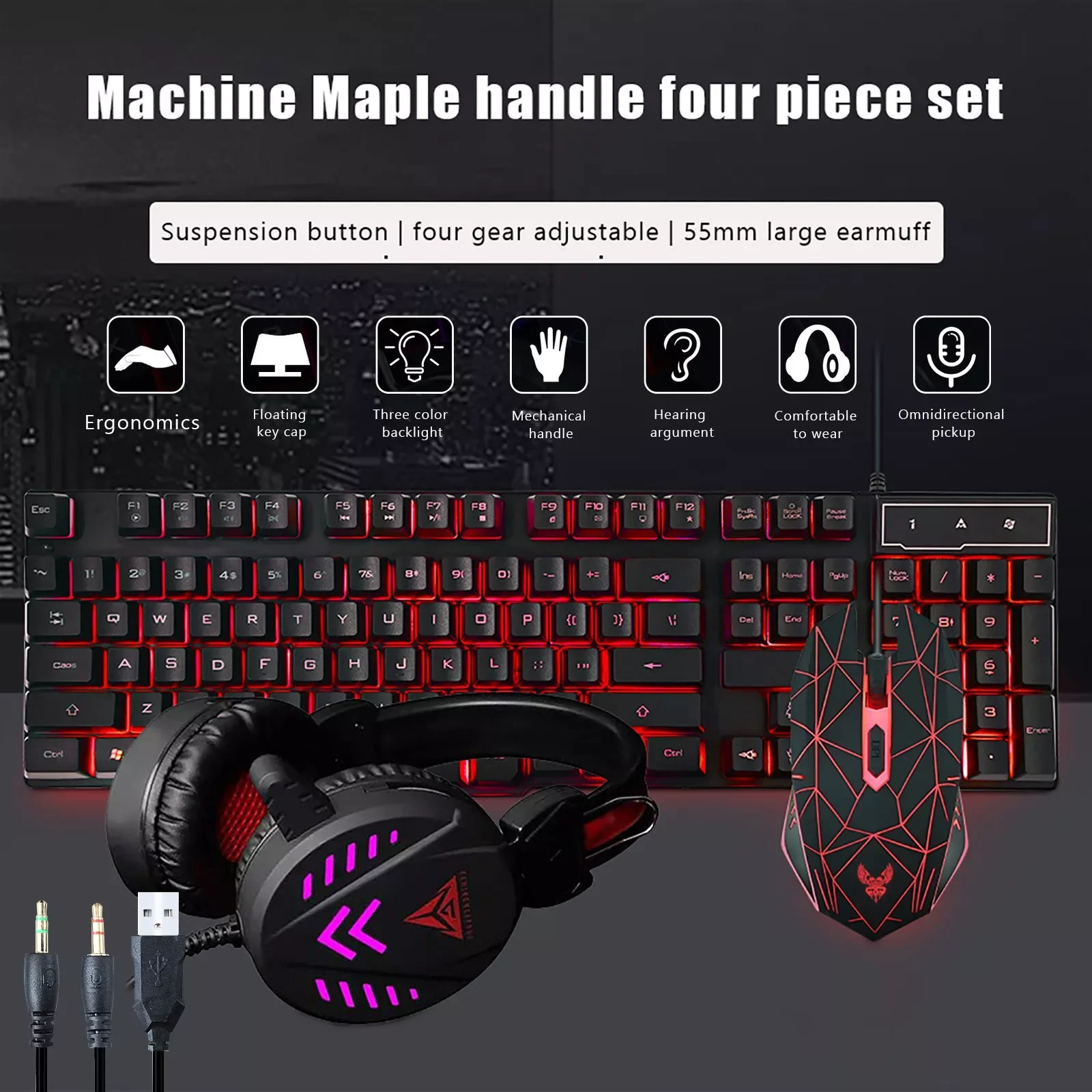 NEW2023 Mouse Headset Kit Ergonomic Wired Mouse LED Backlit keyboard and Wired Over Ear Headphone With Mic
NEW2023 Mouse Headset Kit Ergonomic Wired Mouse LED Backlit keyboard and Wired Over Ear Headphone With Mic