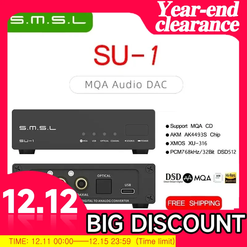 

SMSL SU-1 MQA MQA-CD HIFI High Quality Digital Audio Decoder AK4493S XU316 768kHz/32Bit DSD512 SU1 Hi-Res DAC 2023 su1 Original