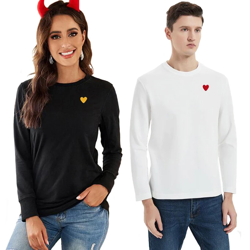 Have Eyes Long-sleeved T-shirt Man Women Cotton Solid Heart Eyes Embroidery O-neck Couple Straight Spring Summer Casual T-shirt
Have Eyes Long-sleeved T-shirt Man Women Cotton Solid Heart Eyes Embroidery O-neck Couple Straight Spring Summer Casual T-shirt