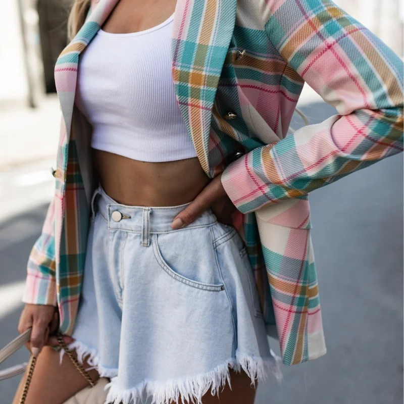 Casual Loose Long Sleeve Jackets for Women 2021 New Lapel Plaid Blazer Women Double Breasted Suits Jacket Office Ladies Clothing
Casual Loose Long Sleeve Jackets for Women 2021 New Lapel Plaid Blazer Women Double Breasted Suits Jacket Office Ladies Clothing