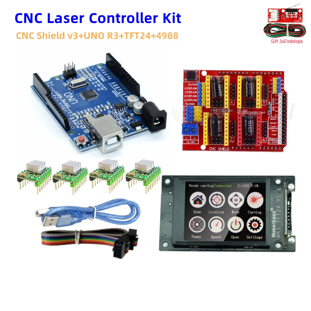 

cnc shield V3 UNO R3 expansion board GRBL 1.1 monitor A4988 cnc stepper driver diy cnc parts for drawing laser engraving machine