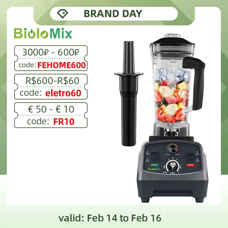 BioloMix 3HP 2200W Heavy Duty Commercial Grade Timer Blender Mixer Juicer Fruit Food Processor Ice Smoothies BPA Free 2L Jar 
BioloMix 3HP 2200W Heavy Duty Commercial Grade Timer Blender Mixer Juicer Fruit Food Processor Ice Smoothies BPA Free 2L Jar