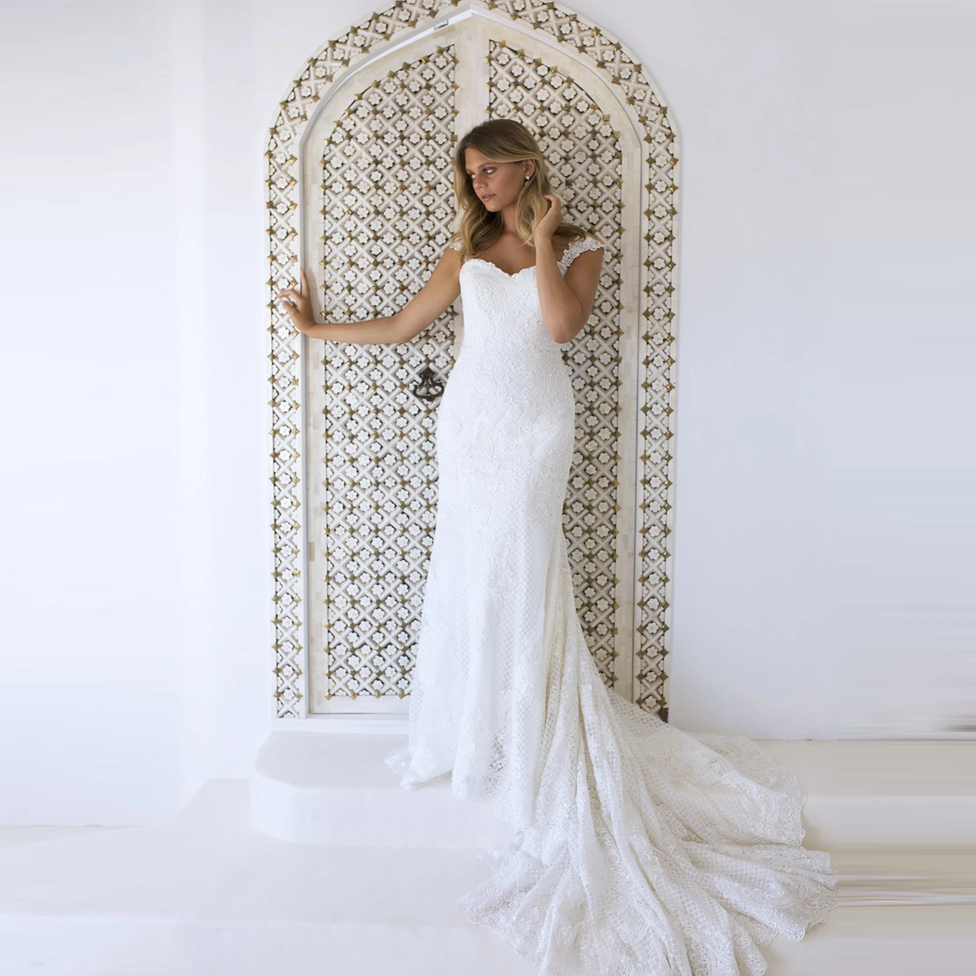 Elegant Full Lace White Mermaid Wedding Dresses With Removable Shoulder Bride Party Gowns Soft Robe De Mariee Boho Custom Made
Elegant Full Lace White Mermaid Wedding Dresses With Removable Shoulder Bride Party Gowns Soft Robe De Mariee Boho Custom Made